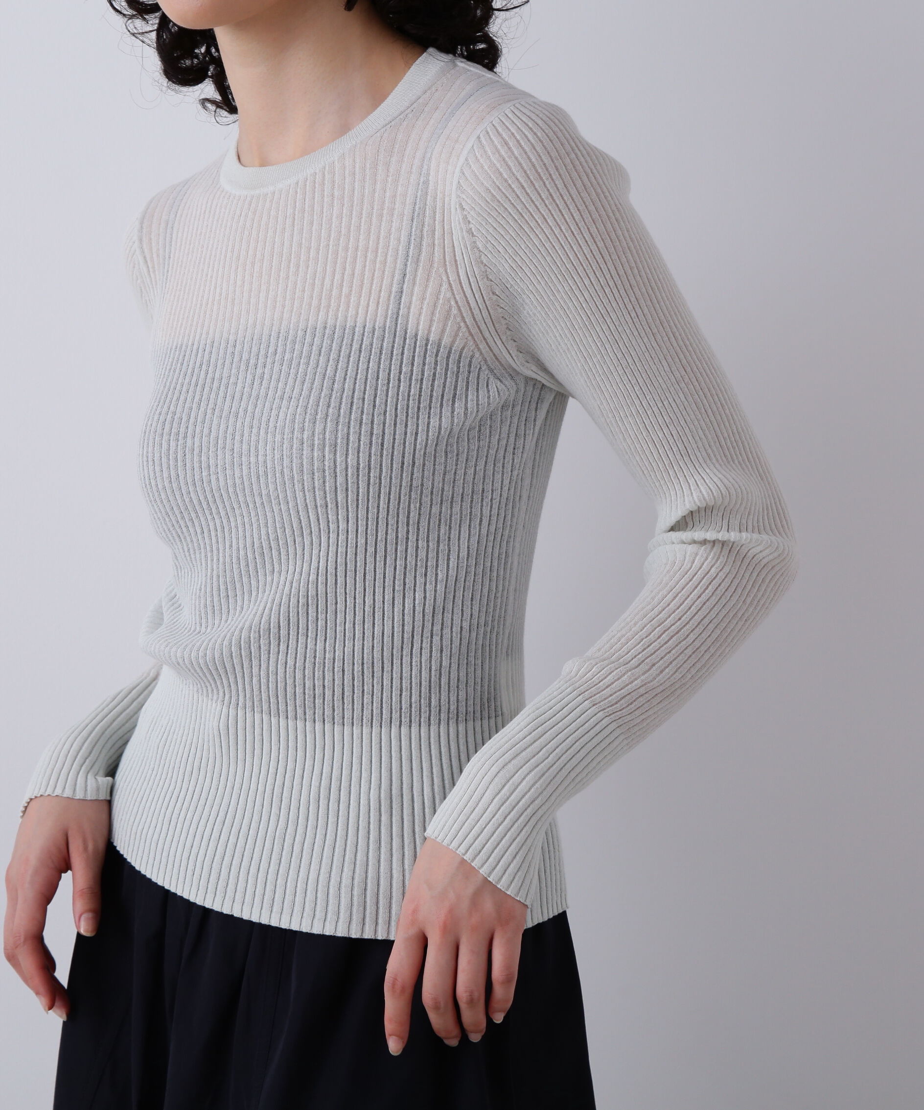 YLEVE 「YLEVE / SHEER RIB KNIT LONG SLEEVE PULLOVER」|ニット・セーター|