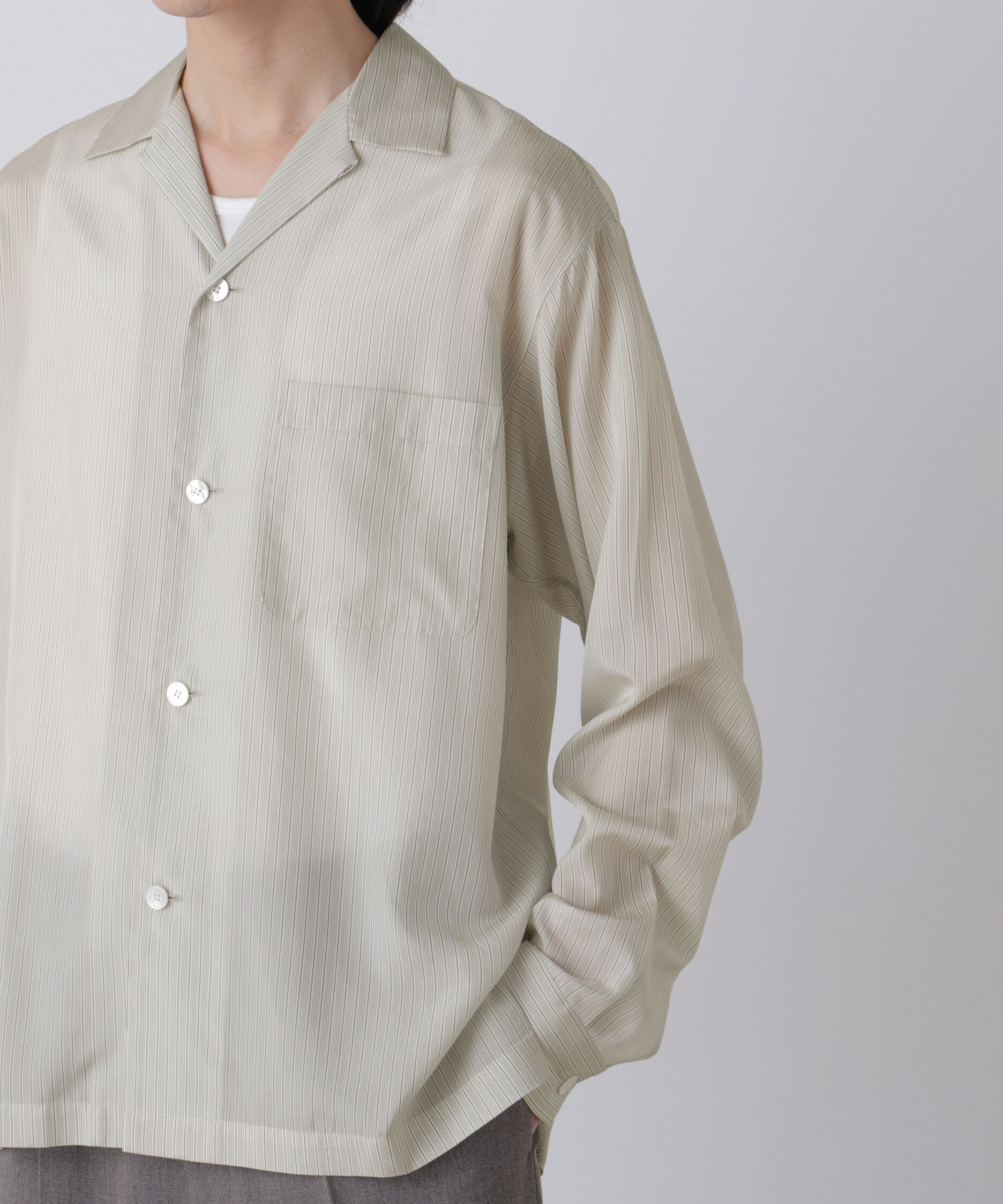YLEVE 「YLEVE / ACETATE CUPRO STRIPE PJ SHIRT」|シャツ・ブラウス|