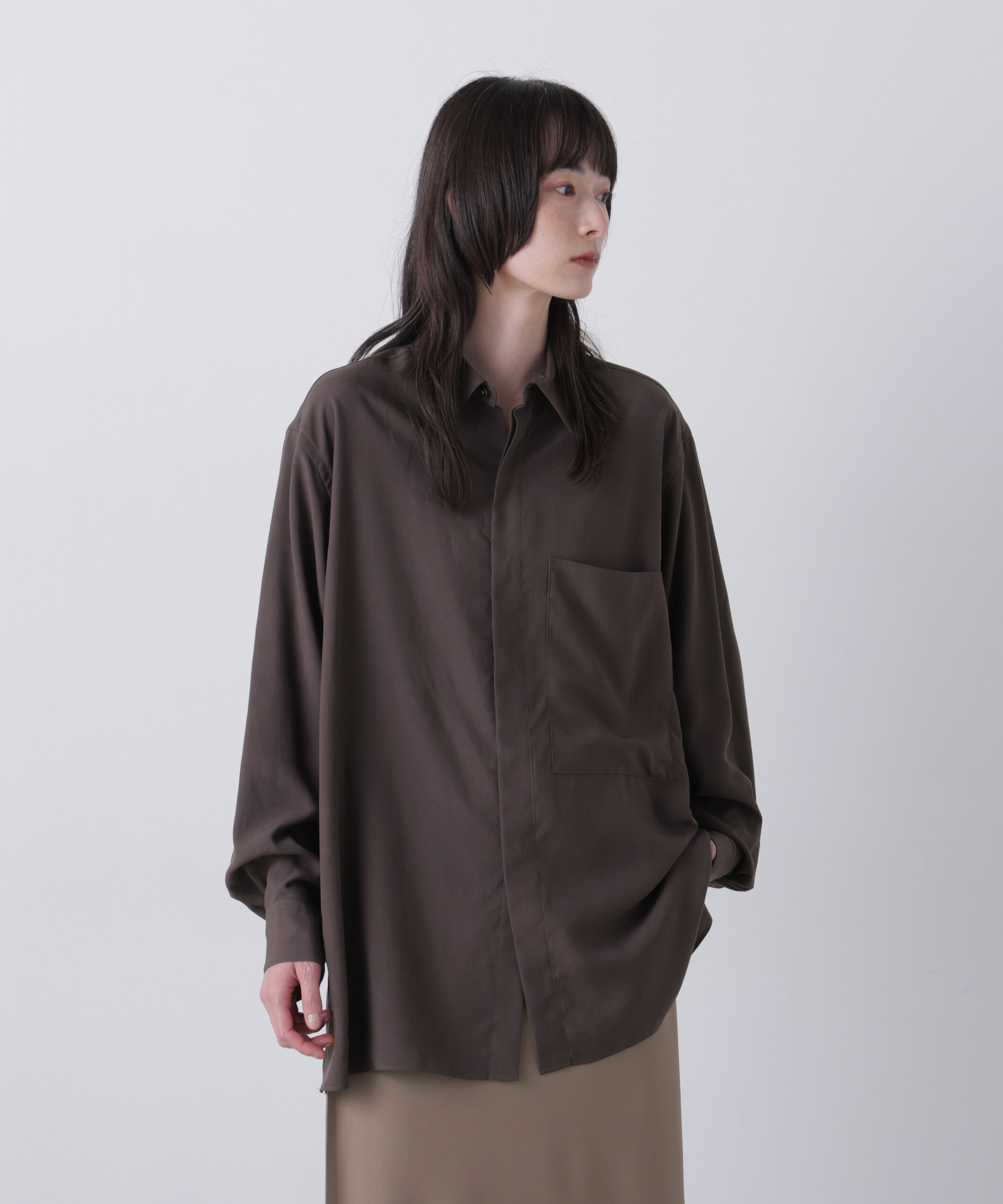 YLEVE 「YLEVE / LYOCELL BROADCLOTH BLOUSE」|シャツ・ブラウス|DARK BROWN2