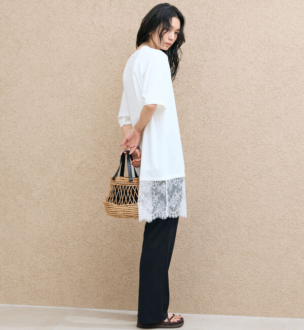 Doux archives「裾レースオーバーロゴＴｅｅ」|Tシャツ・カットソー|