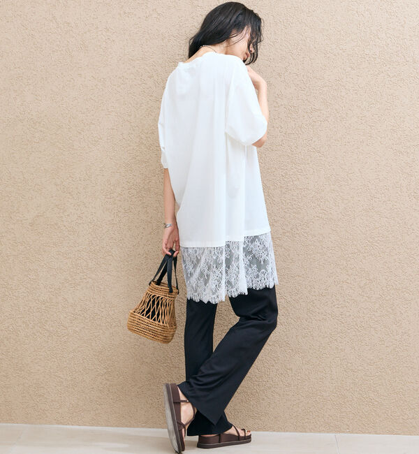 Doux archives「裾レースオーバーロゴＴｅｅ」|Tシャツ・カットソー|