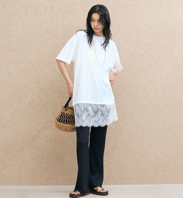 Doux archives「裾レースオーバーロゴＴｅｅ」|Tシャツ・カットソー|