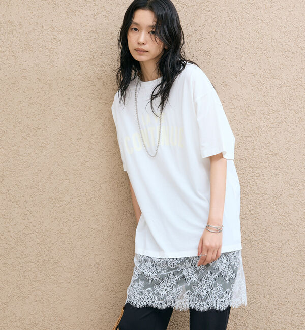 Doux archives「裾レースオーバーロゴＴｅｅ」|Tシャツ・カットソー|