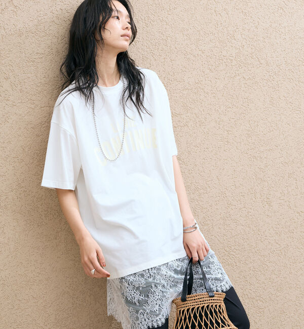Doux archives「裾レースオーバーロゴＴｅｅ」|Tシャツ・カットソー|