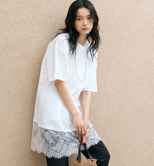 Doux archives「裾レースオーバーロゴＴｅｅ」|Tシャツ・カットソー|