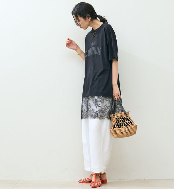 Doux archives「裾レースオーバーロゴＴｅｅ」|Tシャツ・カットソー|
