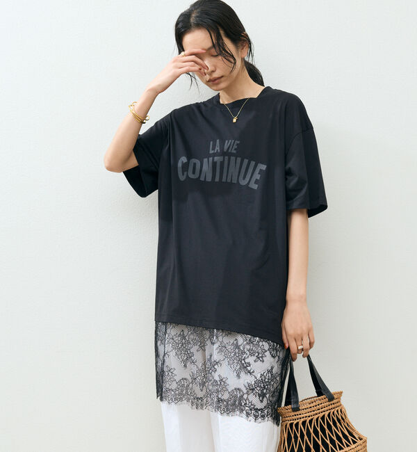 Doux archives「裾レースオーバーロゴＴｅｅ」|Tシャツ・カットソー|