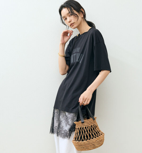 Doux archives「裾レースオーバーロゴＴｅｅ」|Tシャツ・カットソー|