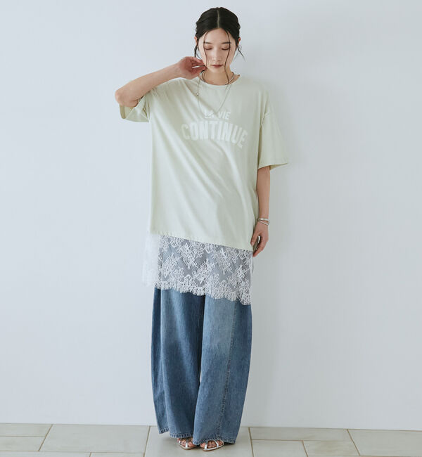 Doux archives「裾レースオーバーロゴＴｅｅ」|Tシャツ・カットソー|