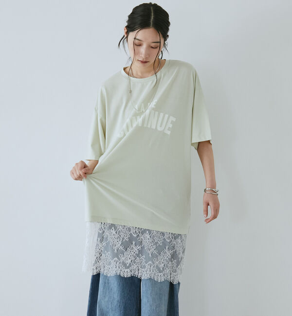 Doux archives「裾レースオーバーロゴＴｅｅ」|Tシャツ・カットソー|