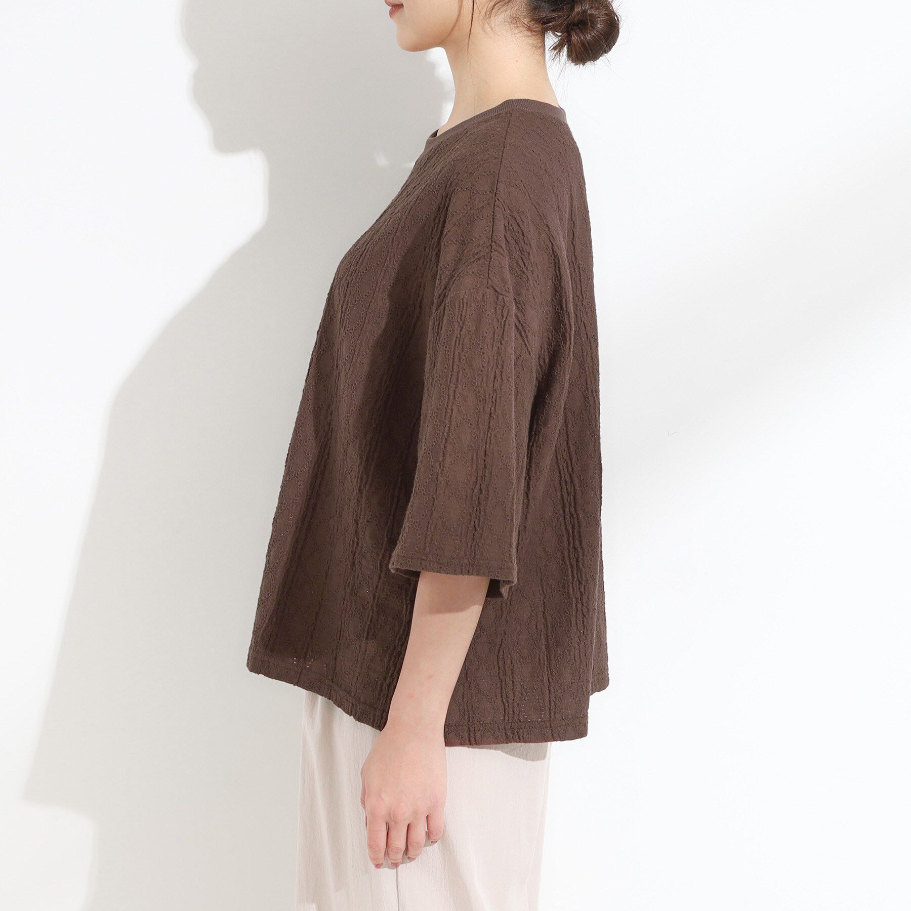 SHOO･LA･RUE「【5分袖】大人の魅力を惹きたてる レースカットソー」|Tシャツ・カットソー|