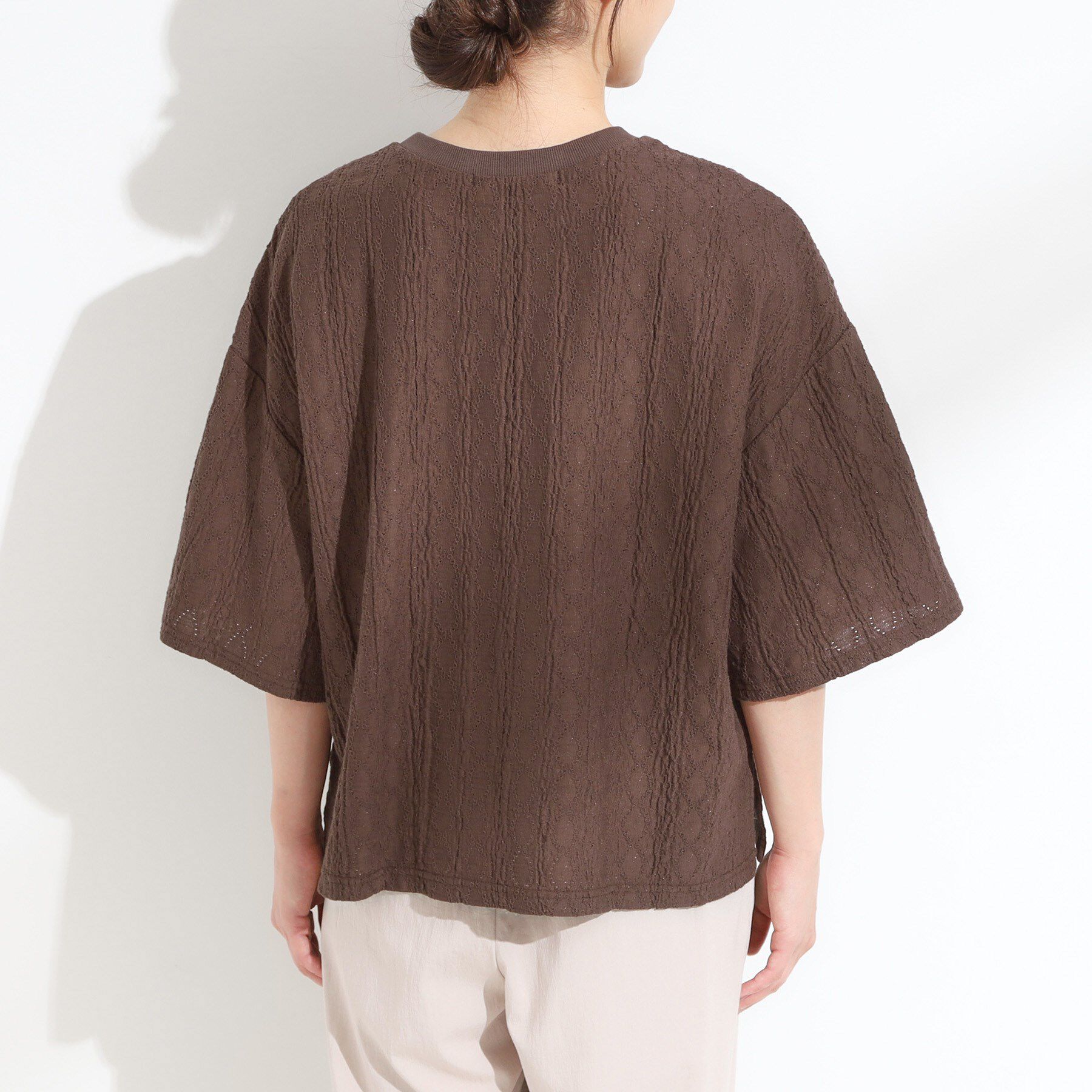 SHOO･LA･RUE「【5分袖】大人の魅力を惹きたてる レースカットソー」|Tシャツ・カットソー|
