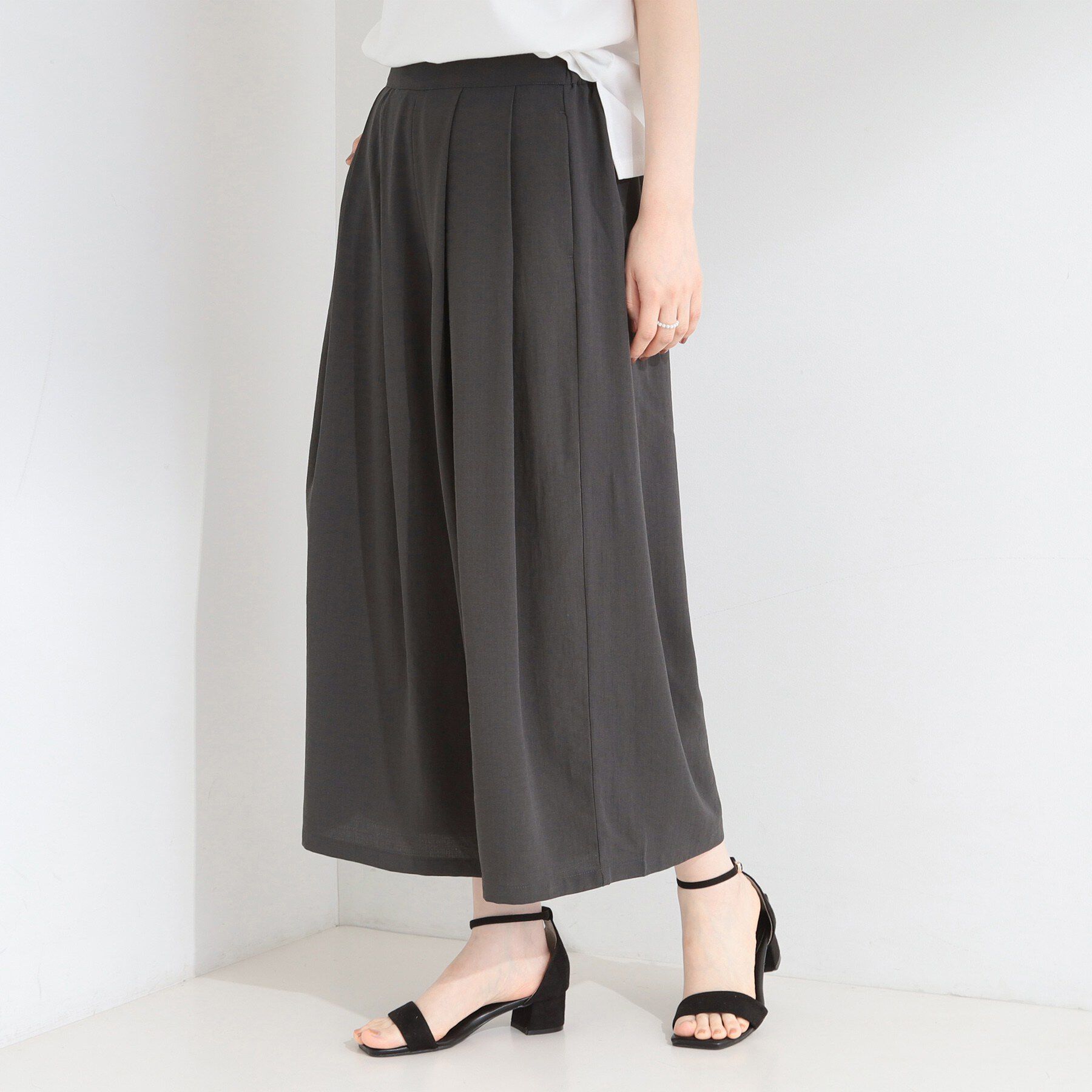 SHOO･LA･RUE「【セットアップ可/S-LL/洗濯機可】上品で涼し気 ゆれる麻調タックスカーチョパンツ」|その他|