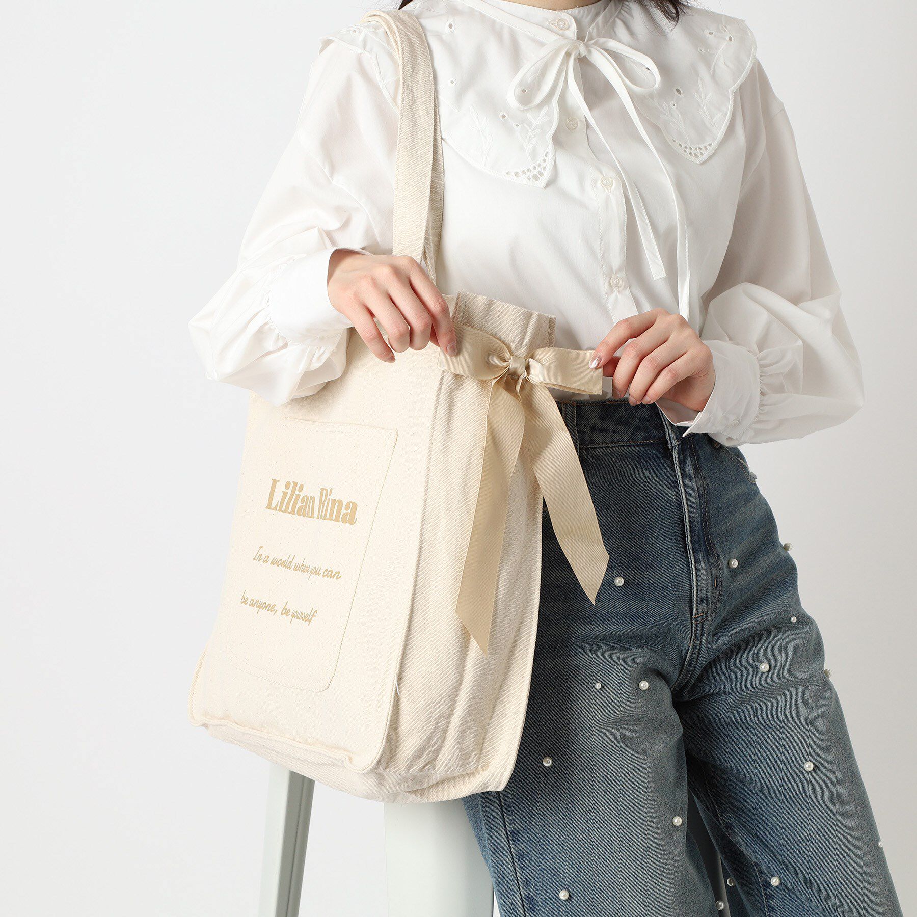 Ober Tashe「推し活にもぴったり！リリアンリーナサイドリボントートバッグ」|トートバッグ|