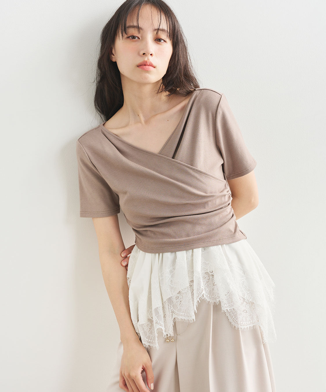 COCO DEAL「カシュクールペプラムトップス」|Tシャツ・カットソー|