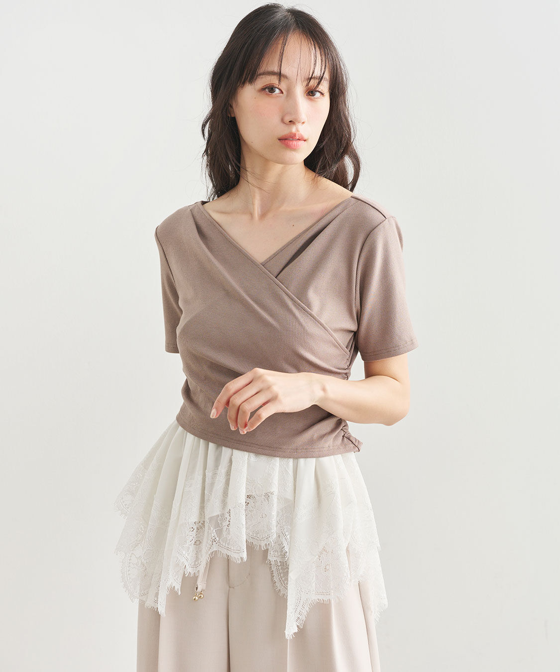 COCO DEAL「カシュクールペプラムトップス」|Tシャツ・カットソー|