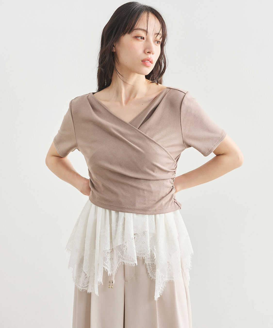 COCO DEAL「カシュクールペプラムトップス」|Tシャツ・カットソー|