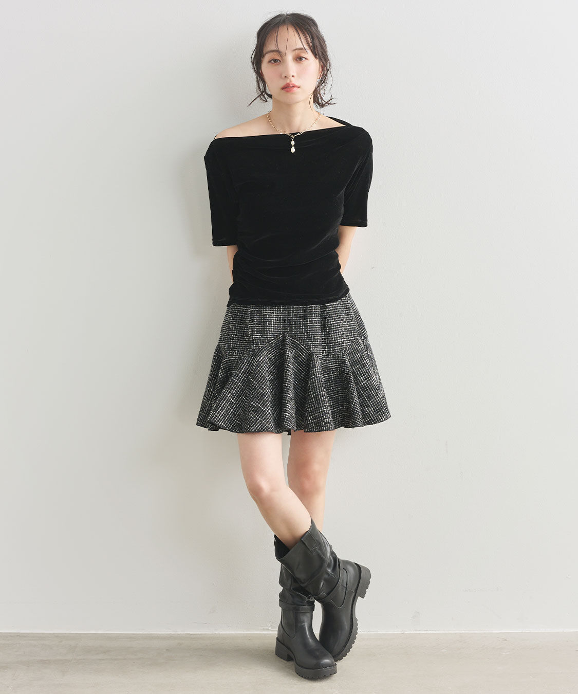 COCO DEAL「フロッキーチュールドレープトップス」|Tシャツ・カットソー|
