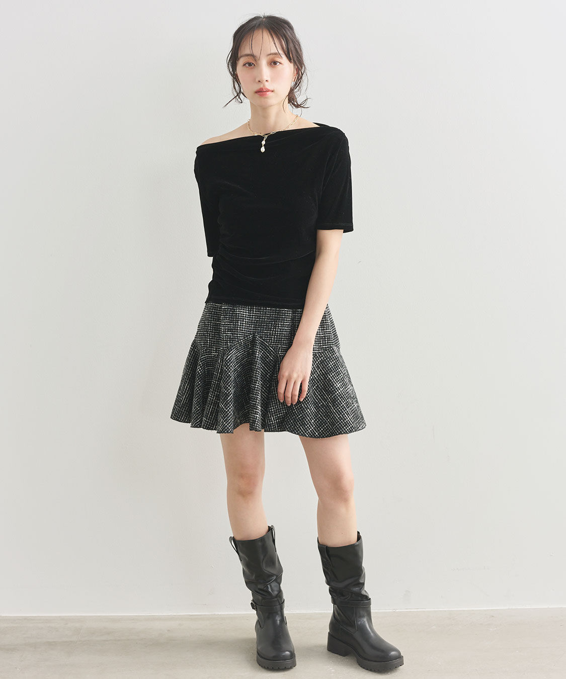 COCO DEAL「フロッキーチュールドレープトップス」|Tシャツ・カットソー|