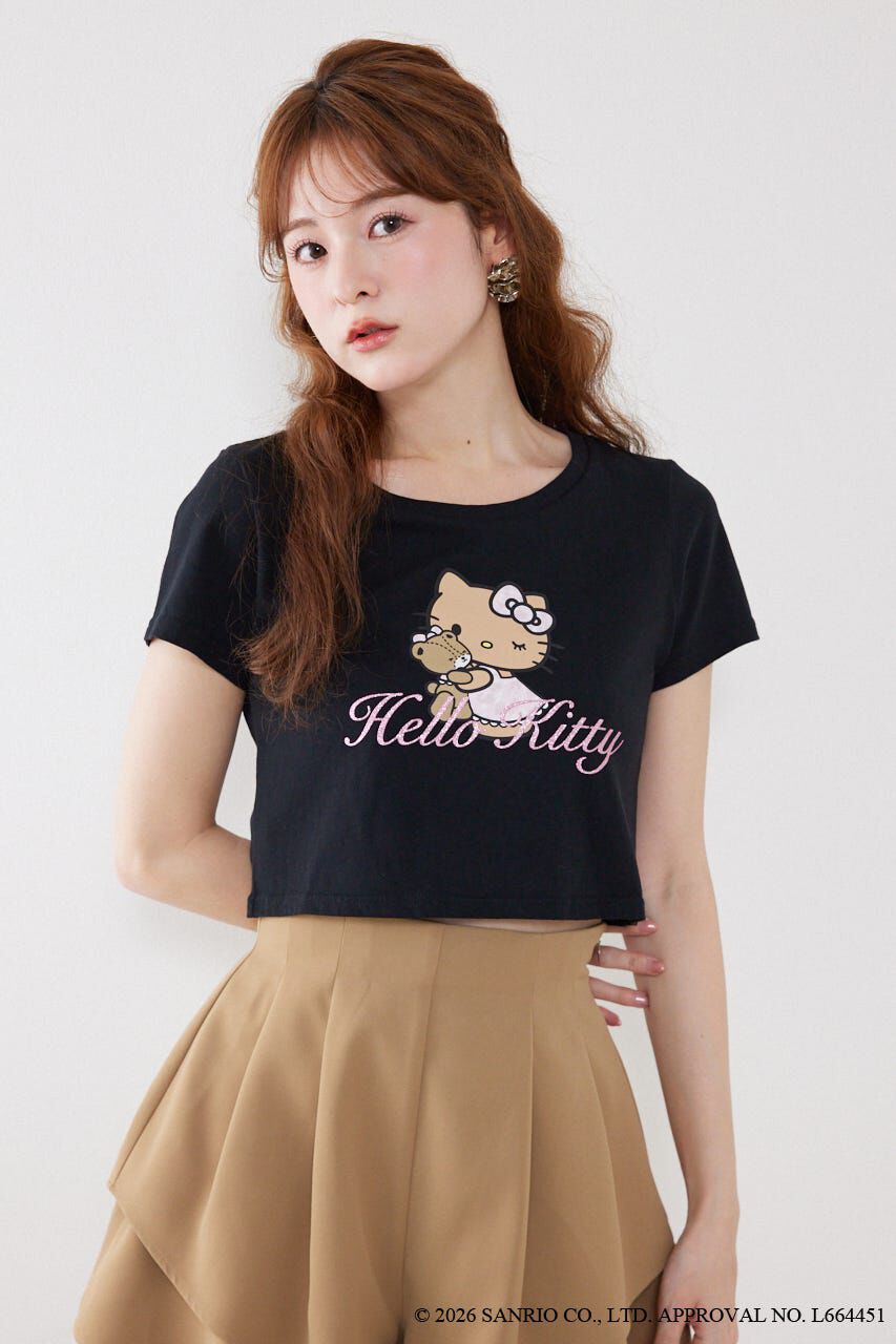 rienda「グリッターロゴミニTシャツ」|Tシャツ・カットソー|BLK