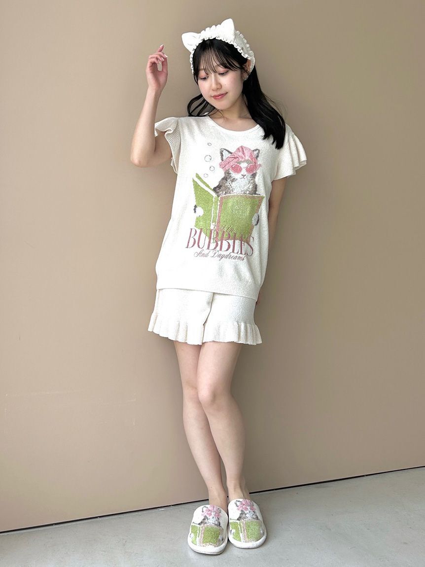 SNIDEL HOME「ニットフリルショートパンツ」|ルームウェア|
