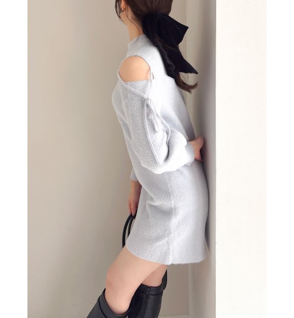 dazzlin「【WEB限定】オープンショルダーミニワンピース」|ワンピース|ブルー