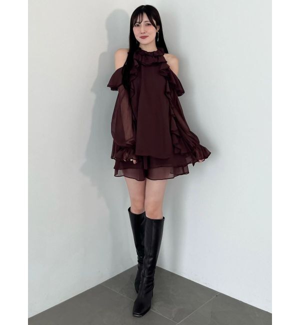 MERCURYDUO「ラッフルチュニックフレアショーツセットアップ」|ワンピース|