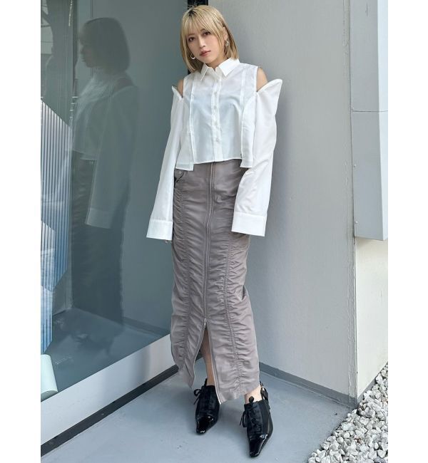 MURUA「ファスナースリットギャザースカート」|スカート|