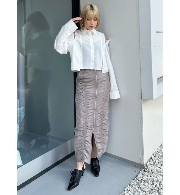 MURUA「ファスナースリットギャザースカート」|スカート|