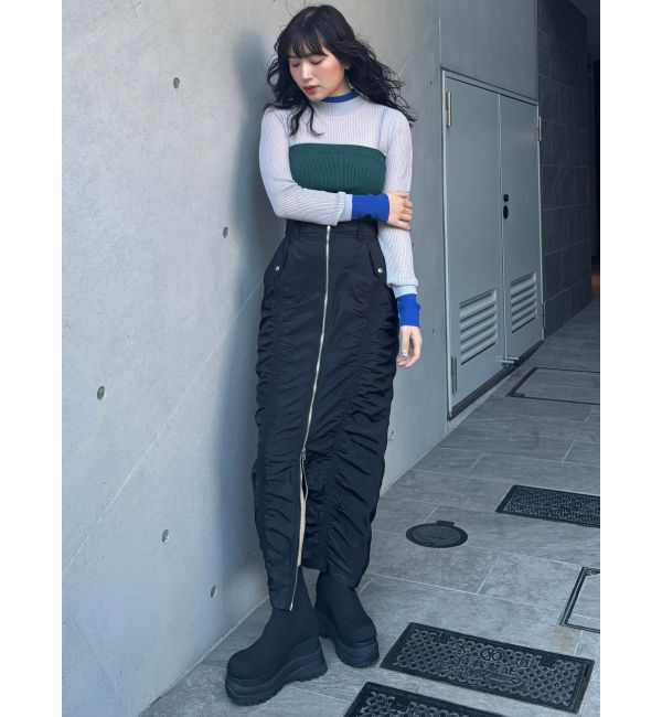 MURUA「ファスナースリットギャザースカート」|スカート|