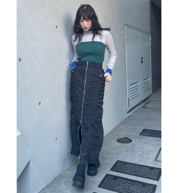 MURUA「ファスナースリットギャザースカート」|スカート|