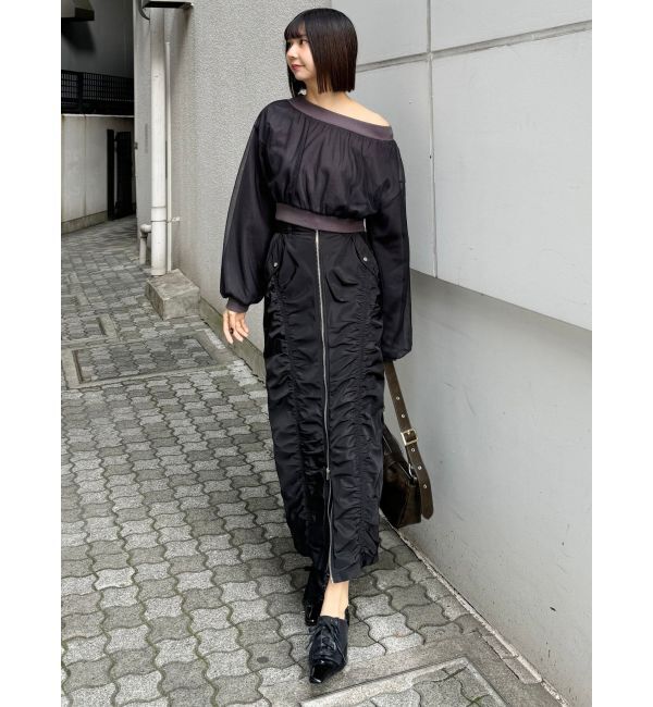 MURUA「ファスナースリットギャザースカート」|スカート|