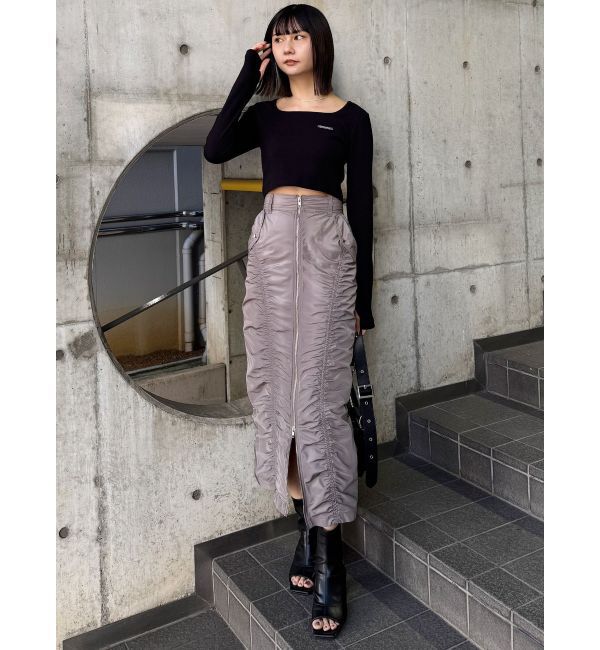 MURUA「ファスナースリットギャザースカート」|スカート|