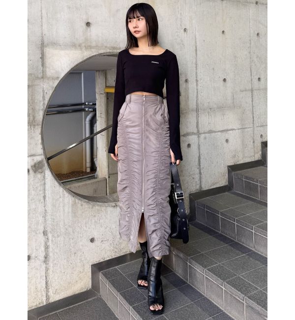 MURUA「ファスナースリットギャザースカート」|スカート|