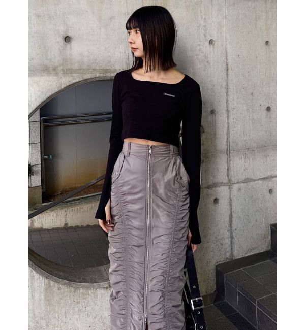 MURUA「ファスナースリットギャザースカート」|スカート|