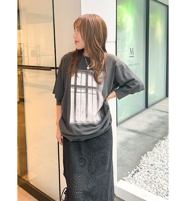 Ungrid「フォトプリントレイヤードロングスリーブTee」|Tシャツ・カットソー|チャコールグレー