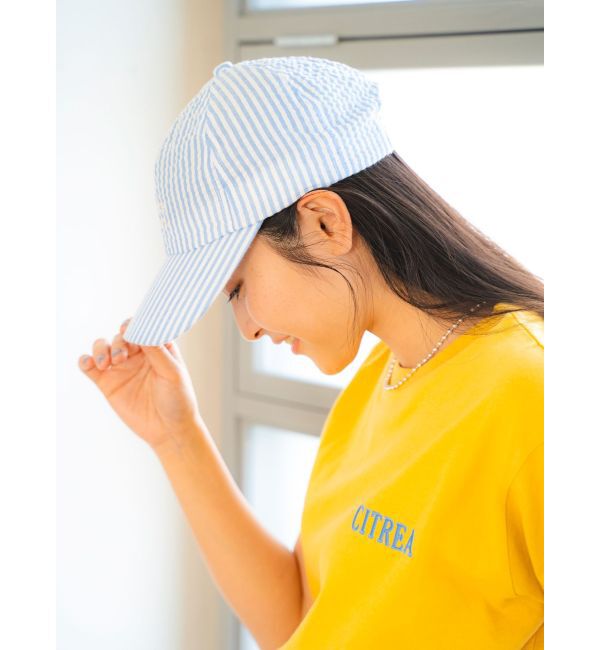 Ungrid「サッカーストライプキャップ」|キャップ・キャスケット|ブルー