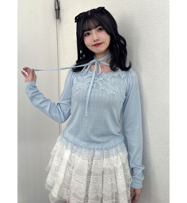 jouetie「レースドッキングカットトップス」|Tシャツ・カットソー|ブルー