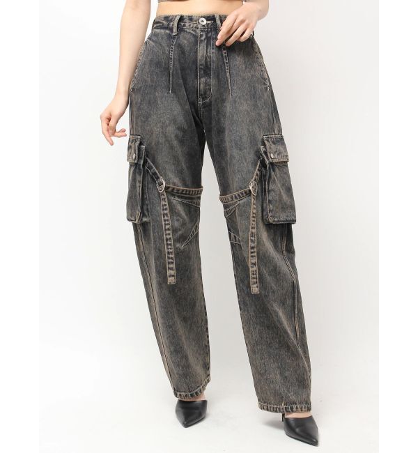 GYDA「ハイウエスト Urban Utility Wash Cargoデニムパンツ」|デニム|インディゴ