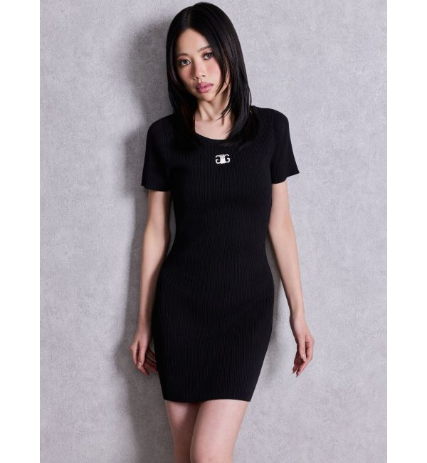 GYDA「Symmetry GYDAプレートハーフスリーブニットワンピース」|ワンピース|