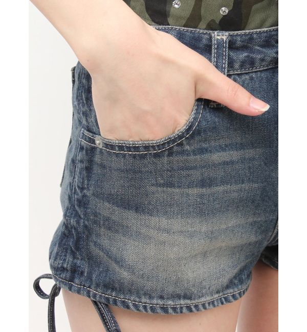GYDA「ハイウエストcamouflageレイヤードライクショートパンツ」|デニム|