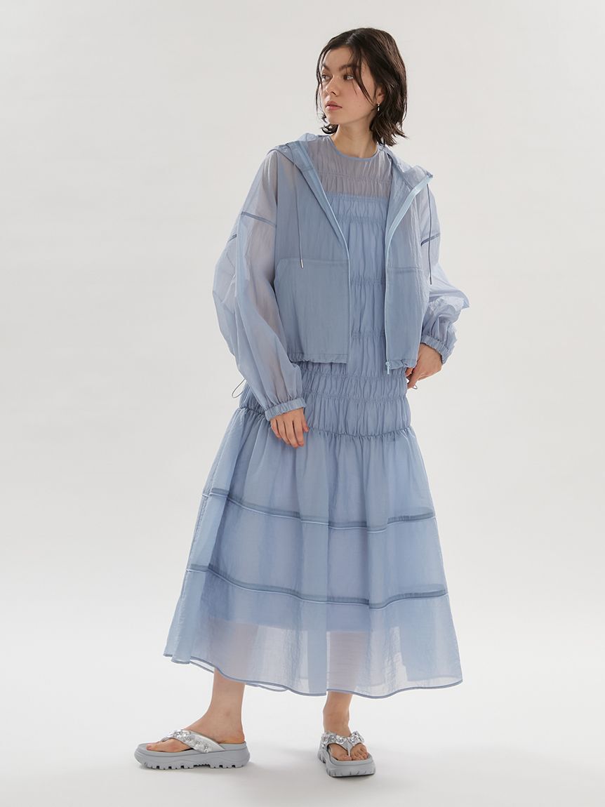 emmi atelier「シアーナイロンシャーリングワンピース【セットアップ対応】/ウォッシャブル」|ワンピース|