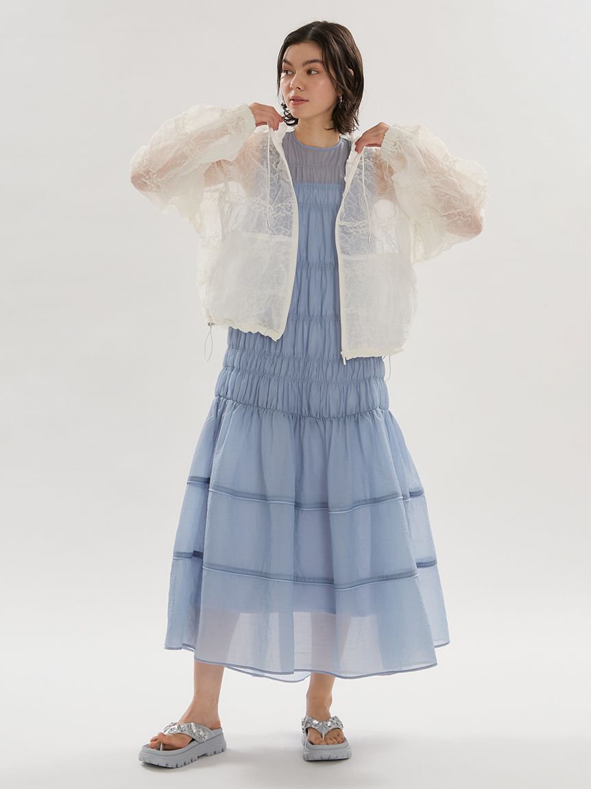 emmi atelier「シアーナイロンシャーリングワンピース【セットアップ対応】/ウォッシャブル」|ワンピース|