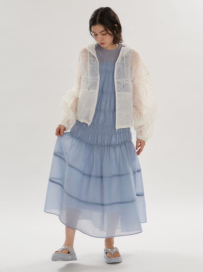 emmi atelier「シアーナイロンシャーリングワンピース【セットアップ対応】/ウォッシャブル」|ワンピース|