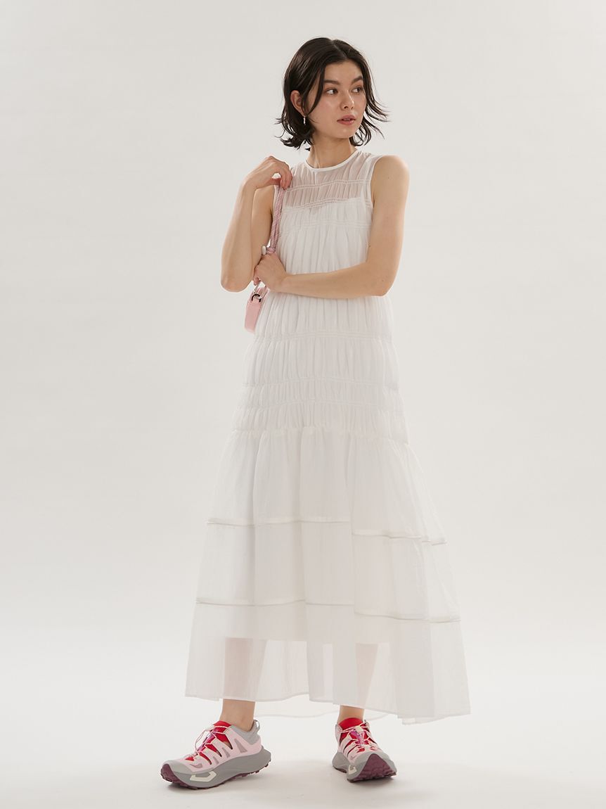 emmi atelier「シアーナイロンシャーリングワンピース【セットアップ対応】/ウォッシャブル」|ワンピース|