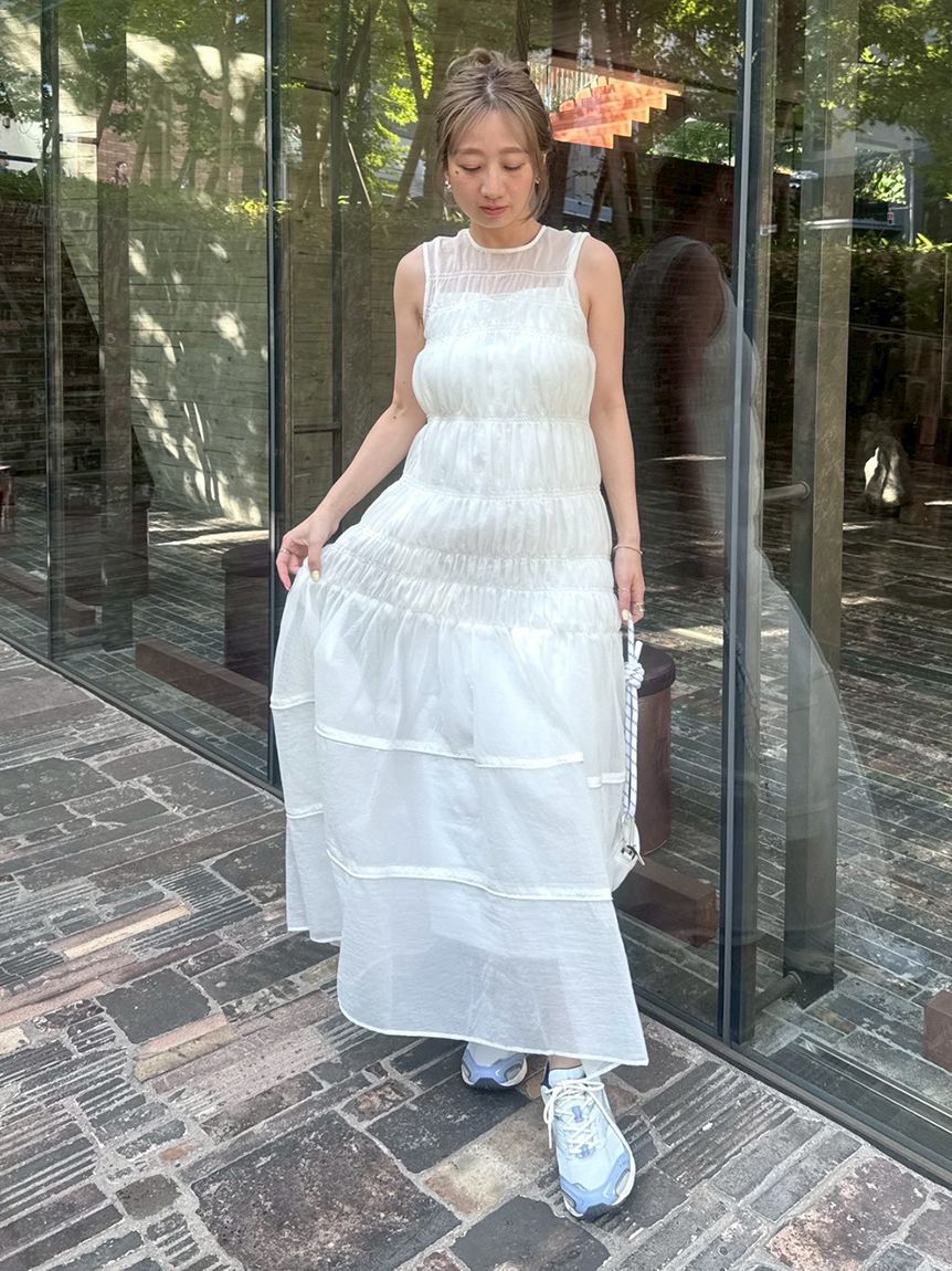emmi atelier「シアーナイロンシャーリングワンピース【セットアップ対応】/ウォッシャブル」|ワンピース|