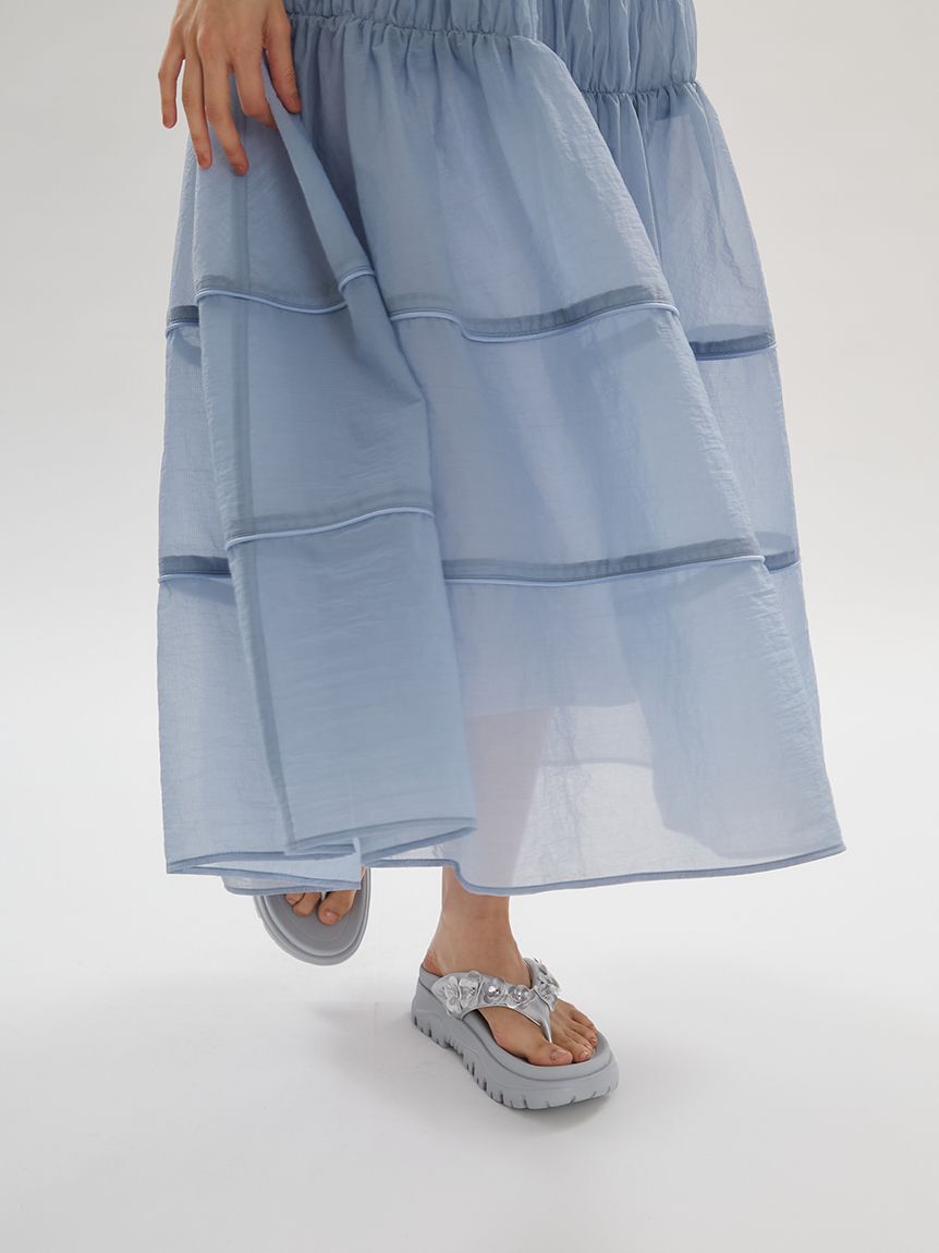 emmi atelier「シアーナイロンシャーリングワンピース【セットアップ対応】/ウォッシャブル」|ワンピース|