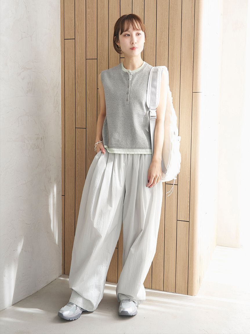 emmi atelier「ワッシャーナイロンタックイージーパンツ【セットアップ対応】」|チノ|