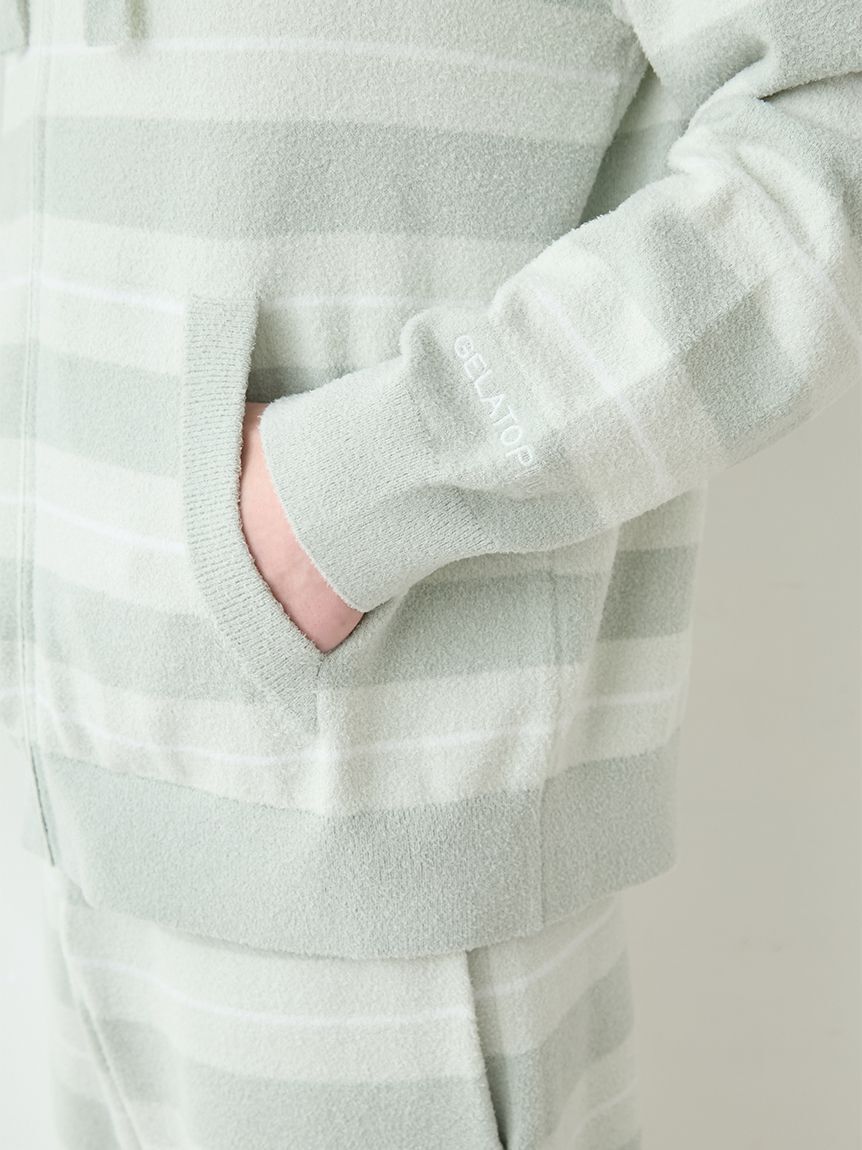 GELATO PIQUE HOMME「【HOMME】【接触冷感】スムーズィーliteクールランダムボーダーパーカ」|パーカー|