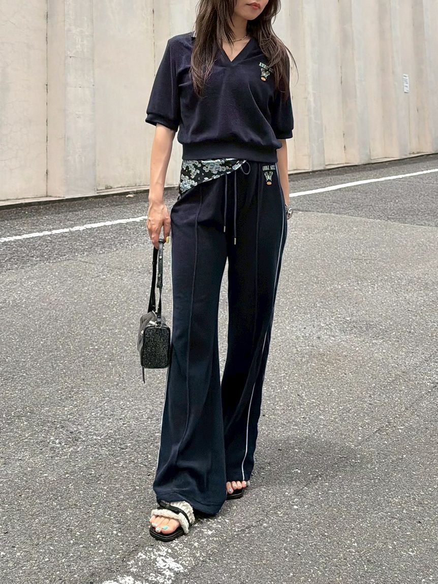 LILY BROWN「【LILY BROWN&times;ANNA SUI】サイドラインパイルパンツ」|チノ|